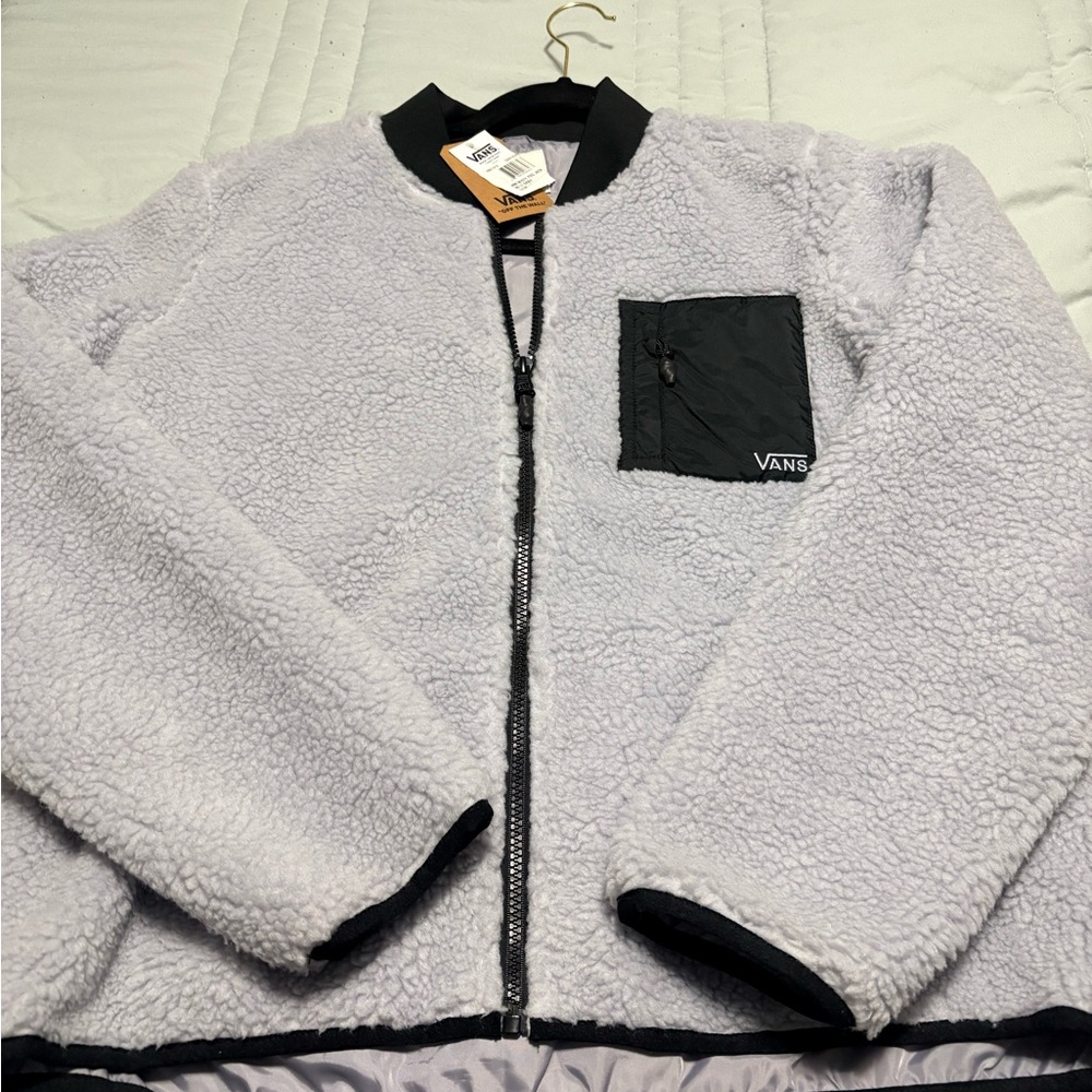 Vans Sherpa Jacket - Light Gray with Black Accents